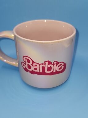 Barbie The Movie 2023 Stoneware Pearl Pink Iridescent Coffee Mug Cup 15oz